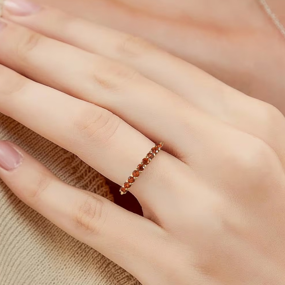 NEW Solid 10K Gold Natural Garnet Ring